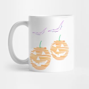 Halloween Pumpkin smiles with bat Mug